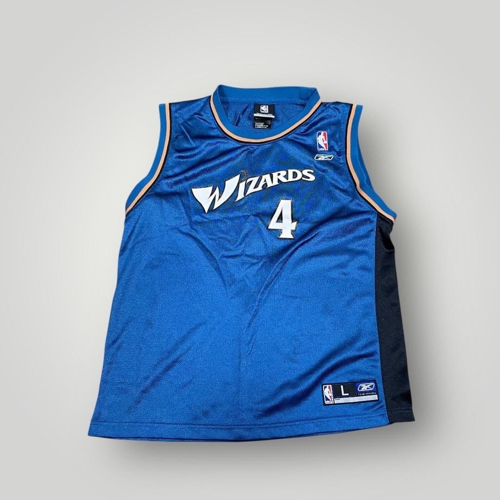 Washington Wizards Jersey Youth Large Blue NBA Basketball Reebok‎ Jamison 4